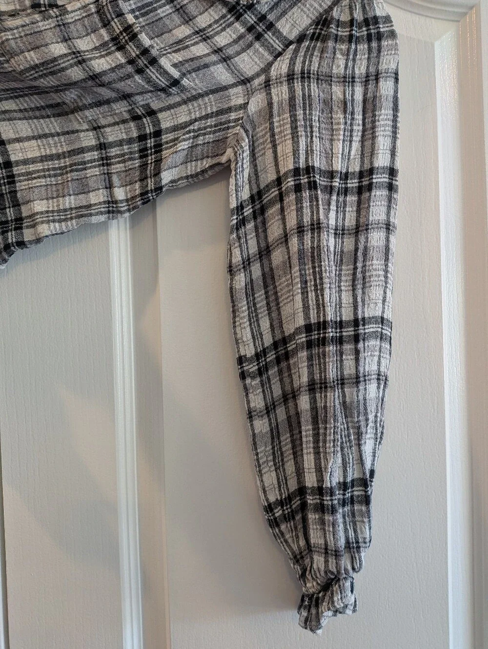 Anthropologie Pilcro Keira Peter Pan Collar Blouse Plaid Long Sleeve Size XXS
